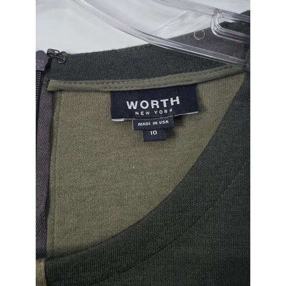 WORTH NEW YORK Womens Olive Wool /Cotton Blend Dress Size 10 Business Smart - Picture 4 of 7